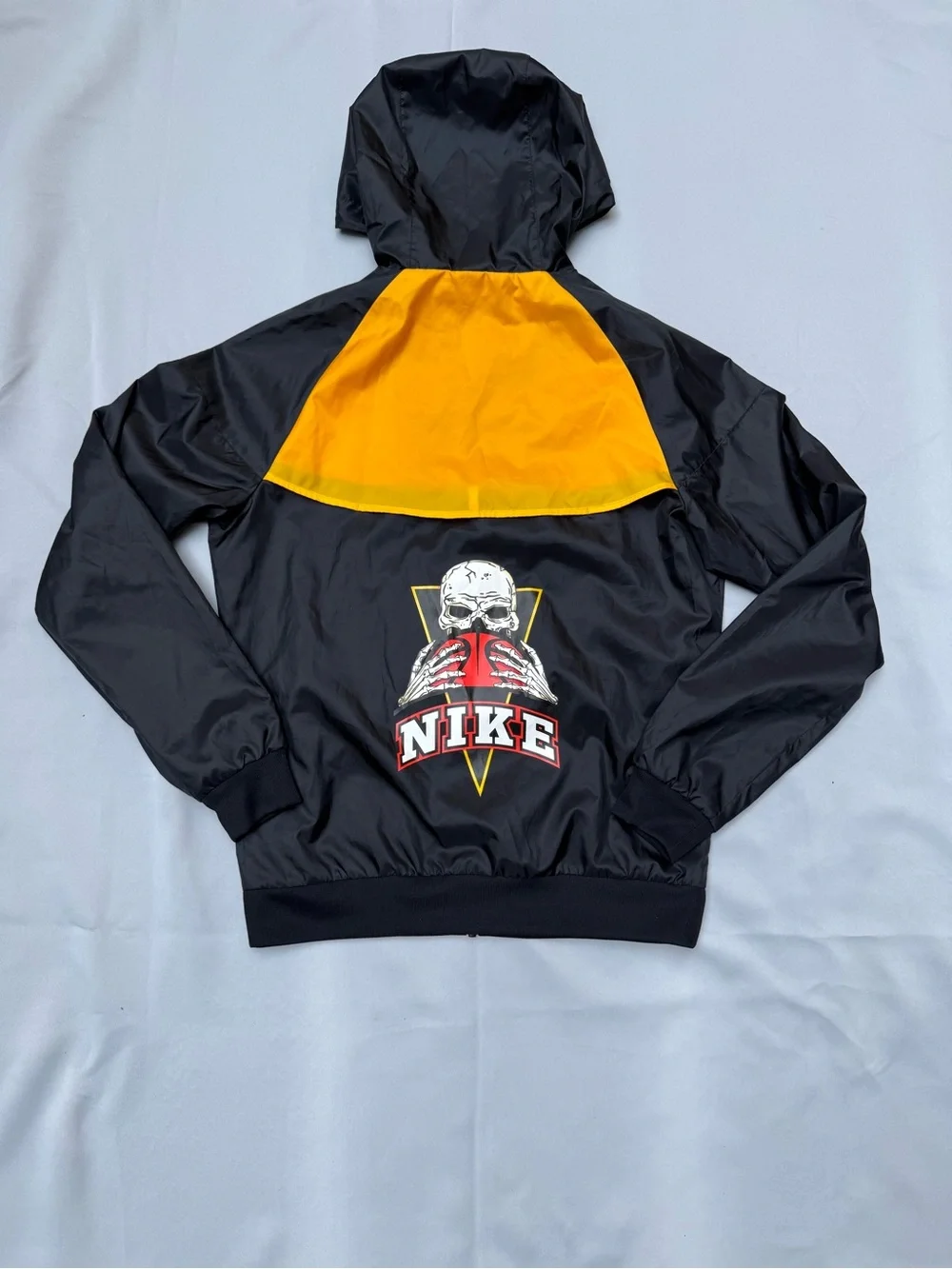Nike Black and Yellow Hooded Windbreaker with Red Lining